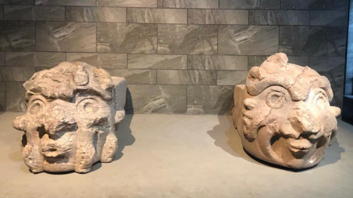 a few sculptures in a museum in peru