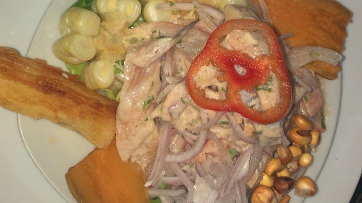 a plate of Peruvian food