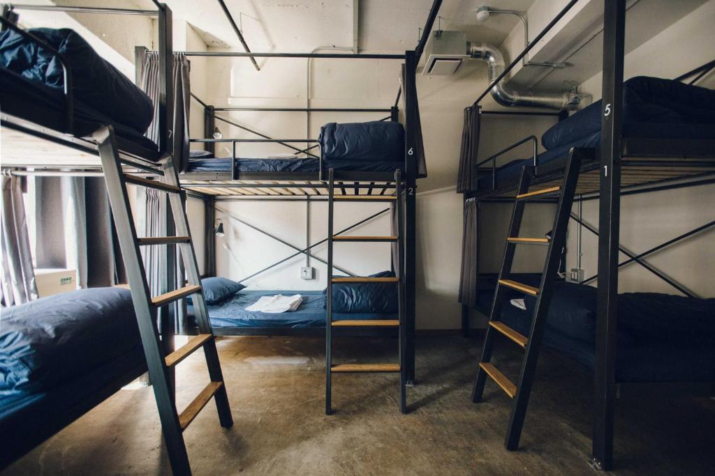 3 bunk beds in CITAN Hostel dorm room 