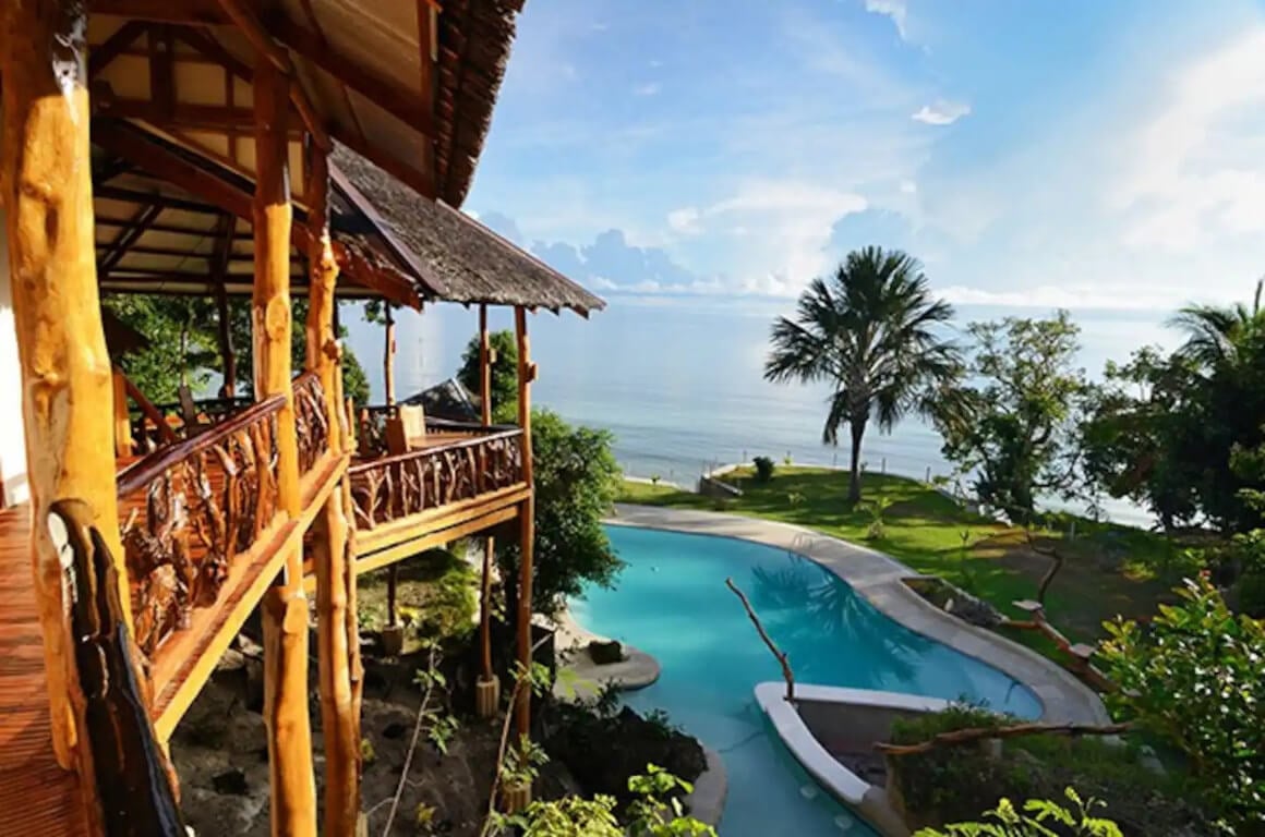 Pool view from Thatched Villa for Two