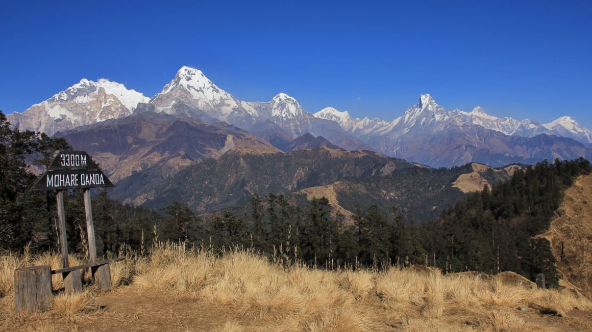 view of the annapurna range from a shorter hike in nepal