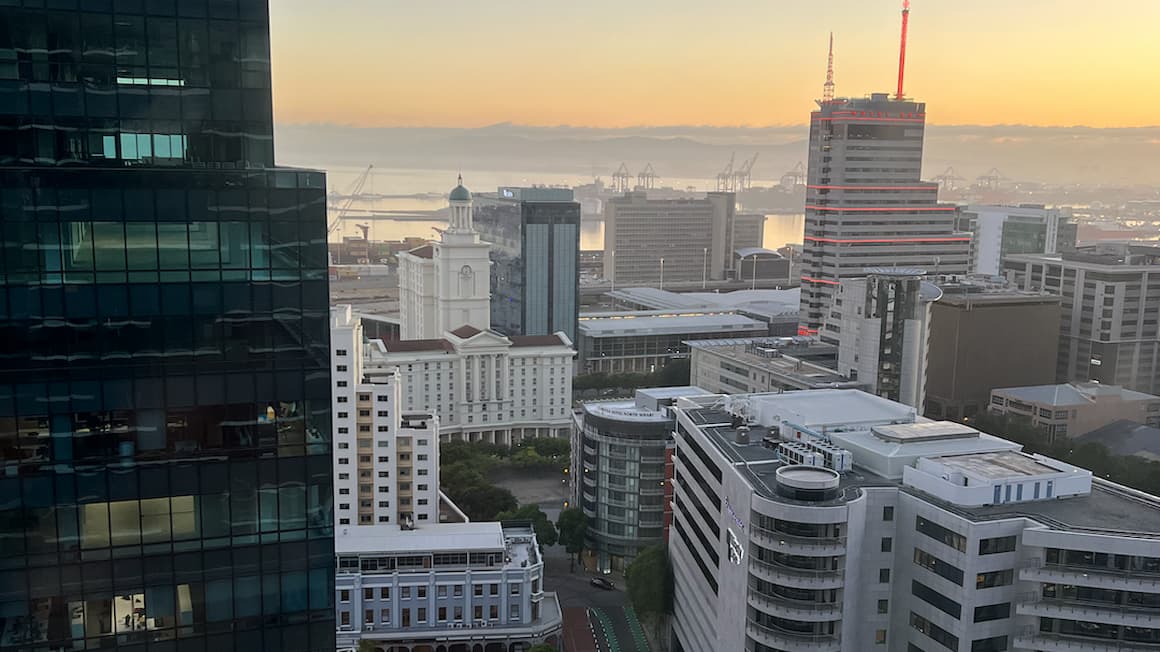 the skyline in Cape Town during sunset