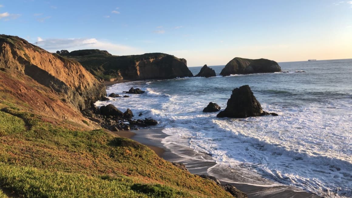 A beautiful view in san Francisco California of cliffs and beaches United States of America.