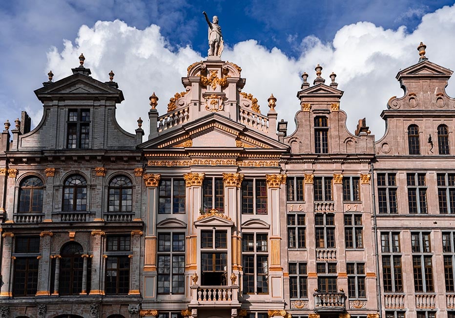 Ornate buildings in The Grand-Place square in Brussel, Belgium.