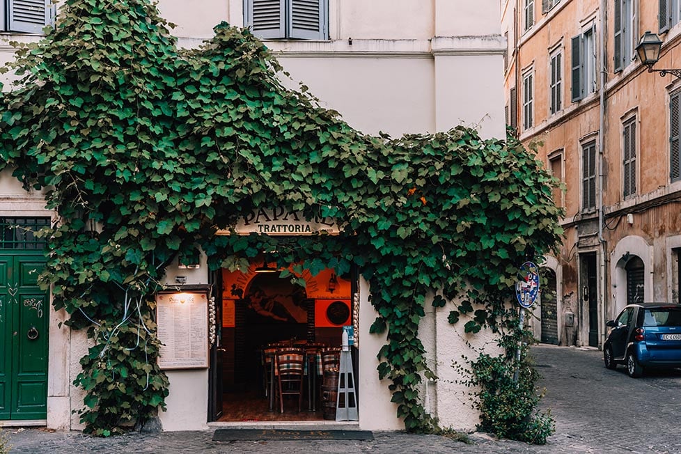 A traditional Trattoria restaurant in Rome, Italy