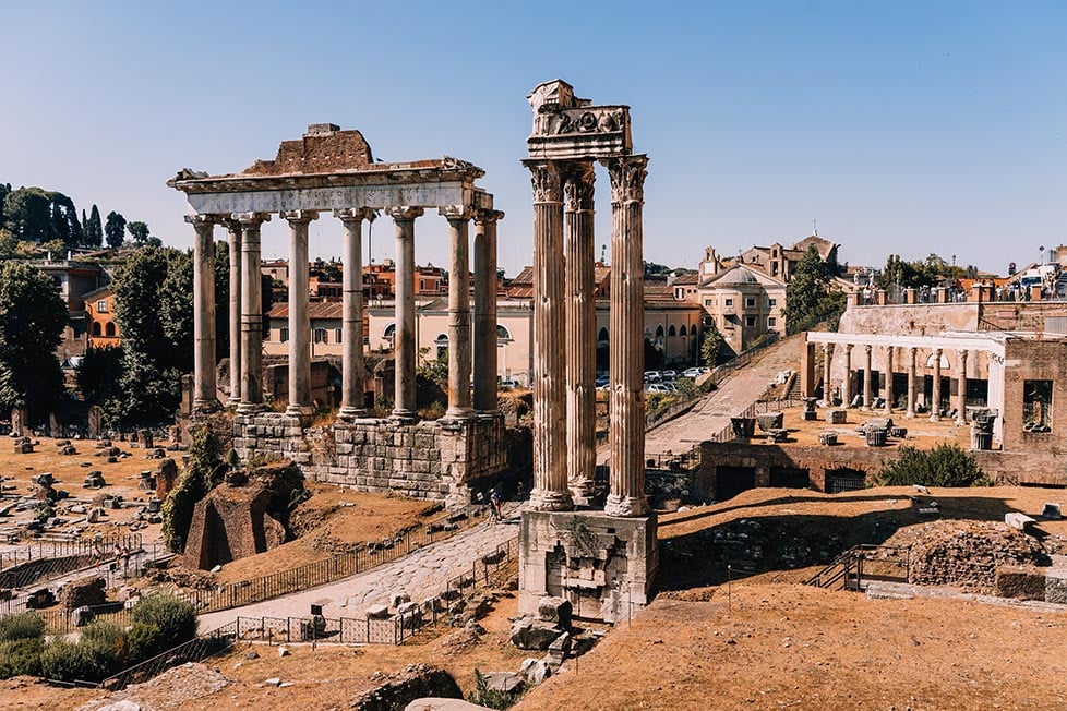 The ruins of the Roman Forum in Rome, Italy