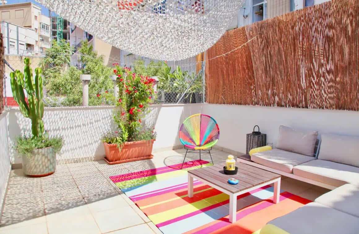 Beautiful, vibrant terrace space at the Airbnb: Most Desirable Area w/Big Terrace