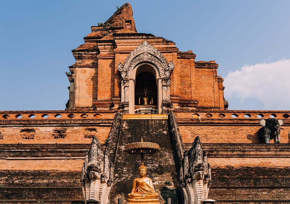 The broken temple of Wat Chedi Luang in Chiang Mai, Thailand