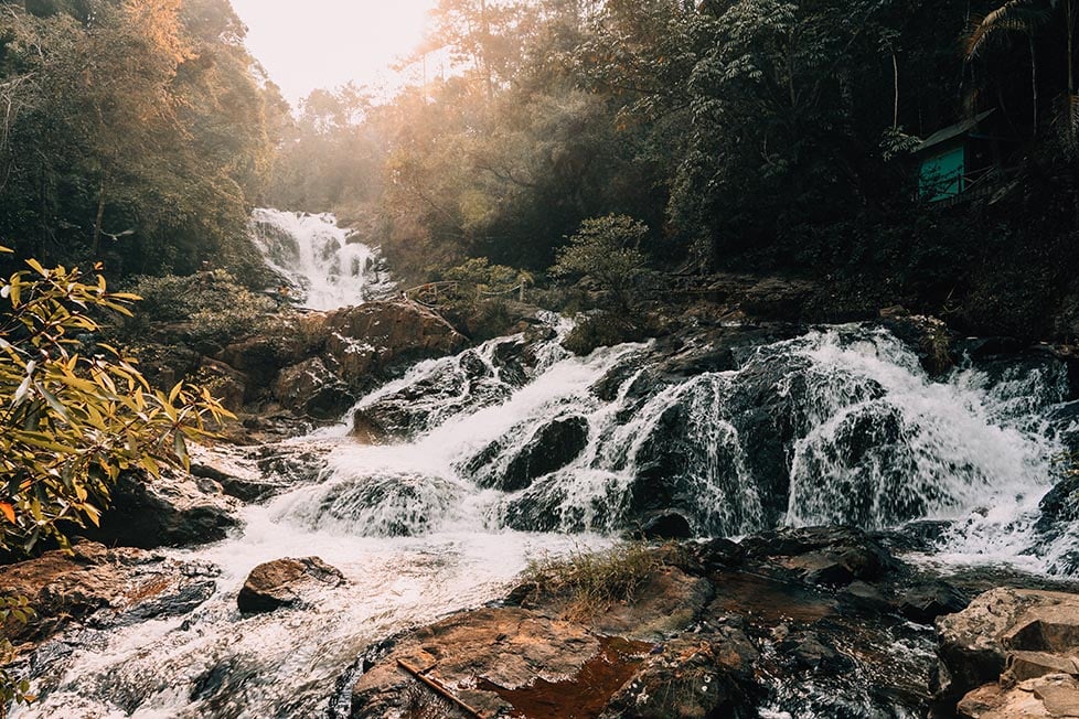 A multi levelled waterfall in Vietnam