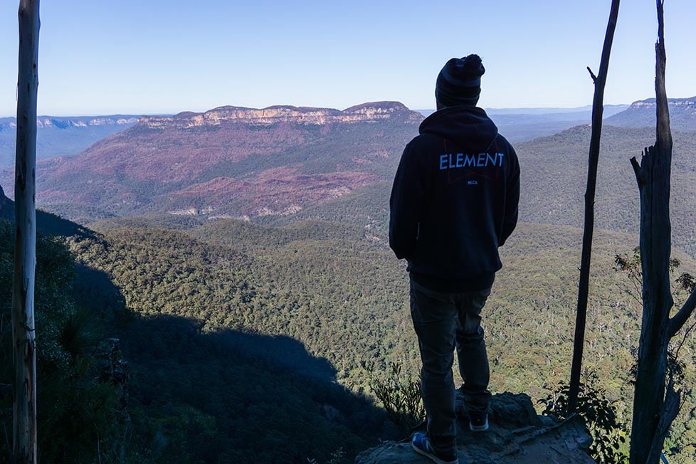 A person looking out over the Blue Mountains in New South Wales, Australia