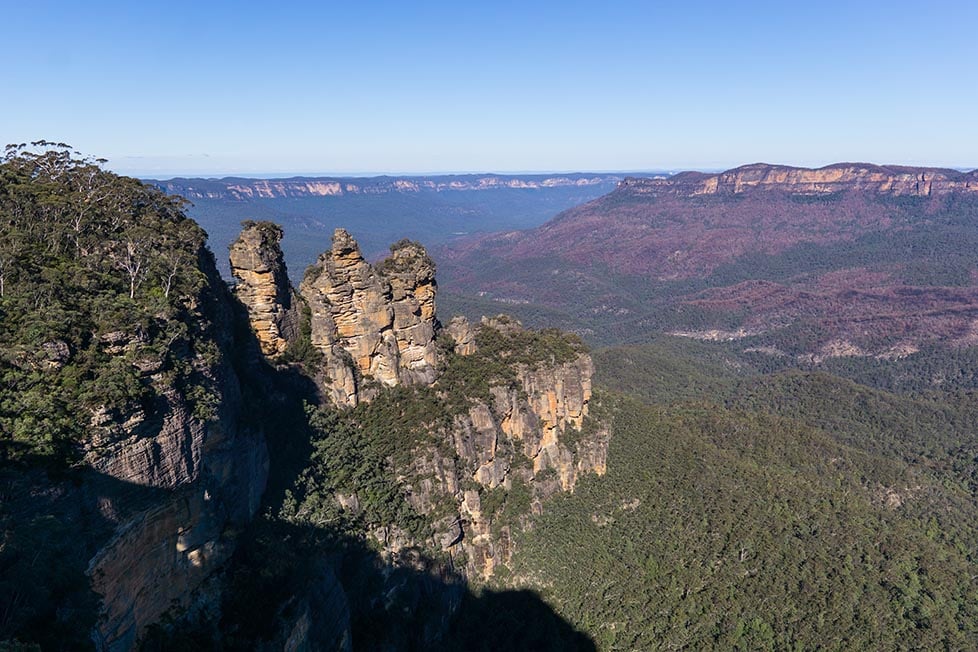 The three sisters rock formation in the Blue Mountains in New South Wales, Australia