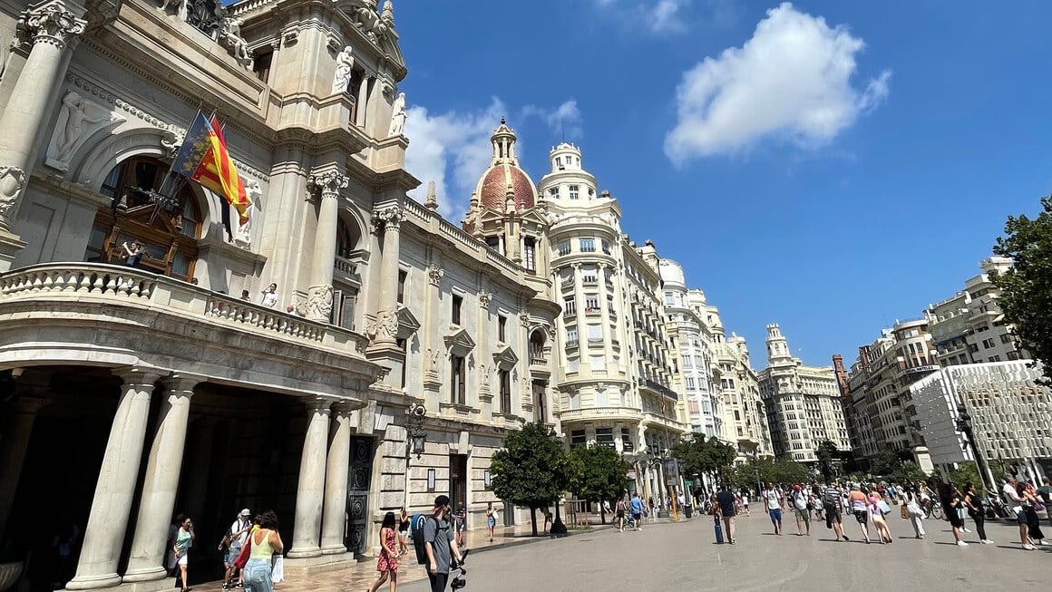 The streets of Plaza del Ayuntamiento in Valencia