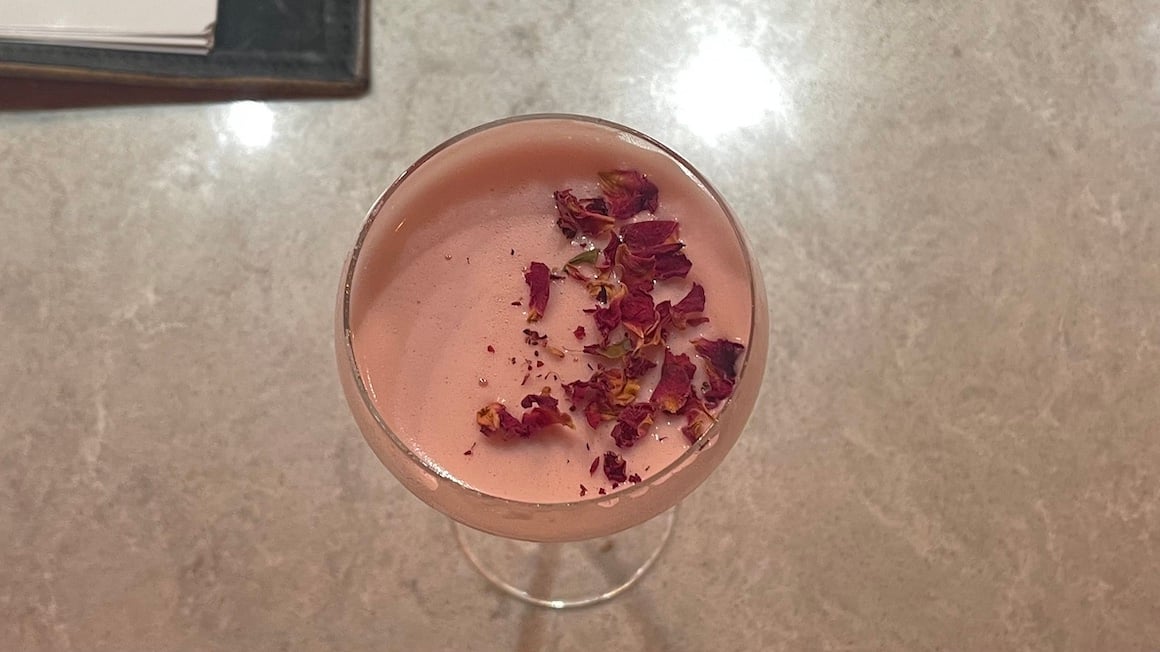 A nice rose petal cocktail in New Zealand.