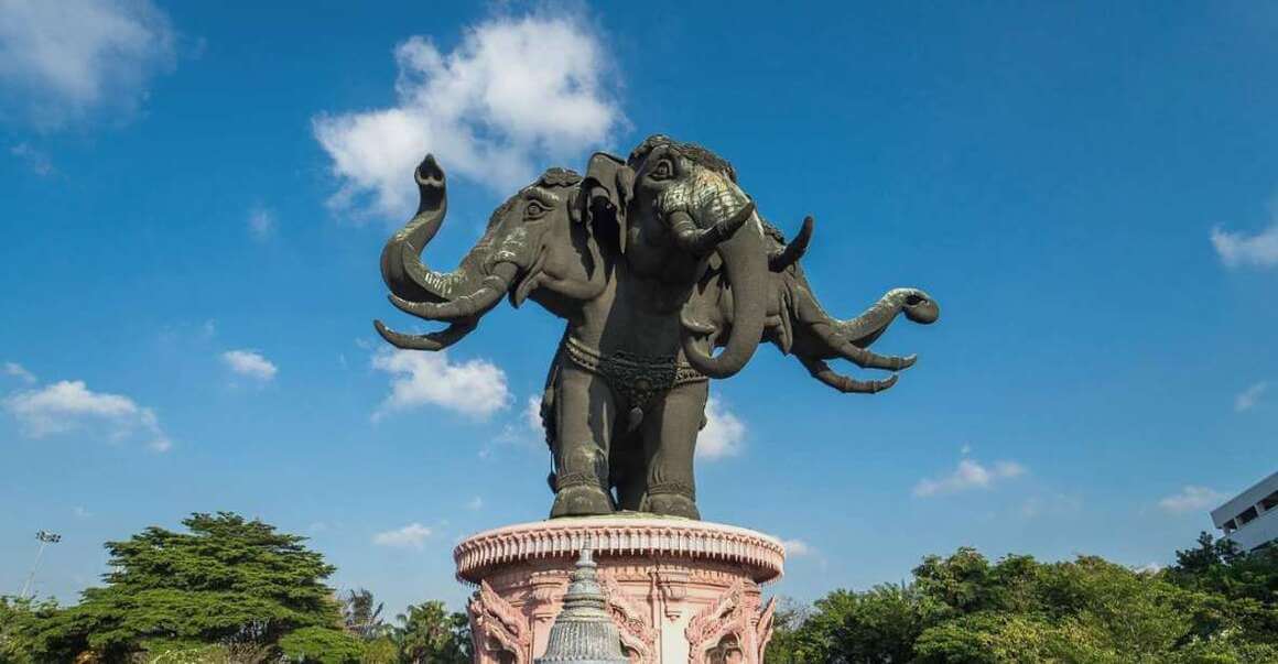 Three-headed elephant statue in the Erawan Museum in Bangkok,