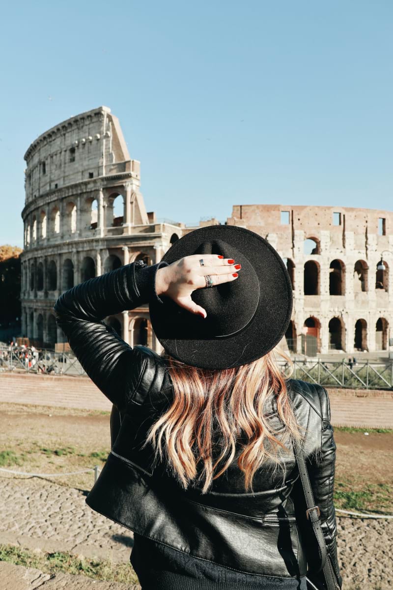 Woman at colosseum in Rome