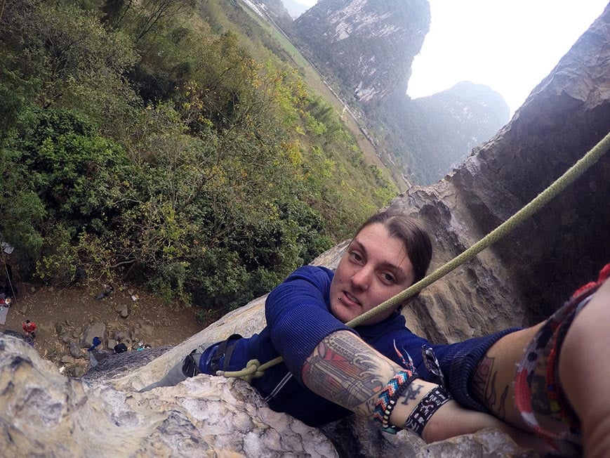 Nic climbing in Yangshuo, Guilin, China.