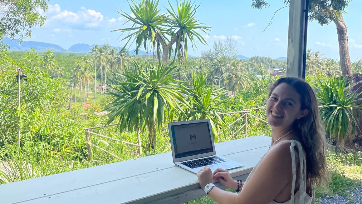 danielle remote working from the jungle in thailand