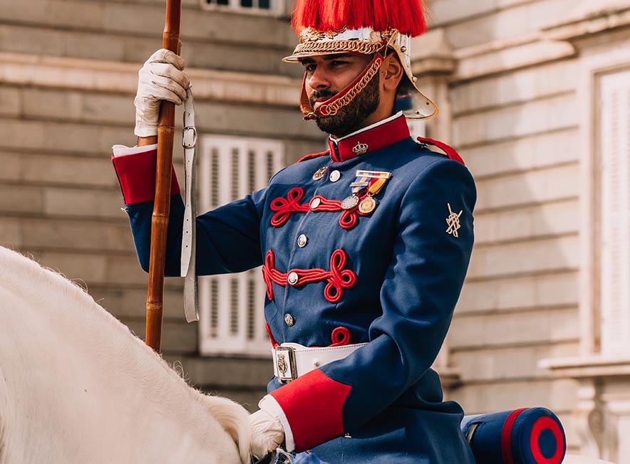A guard at the Royal Palace in Madrid, Spain
