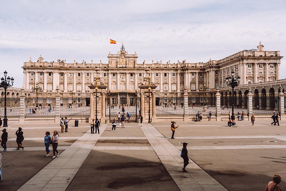 The front of the Royal palace in Madrid, Spain