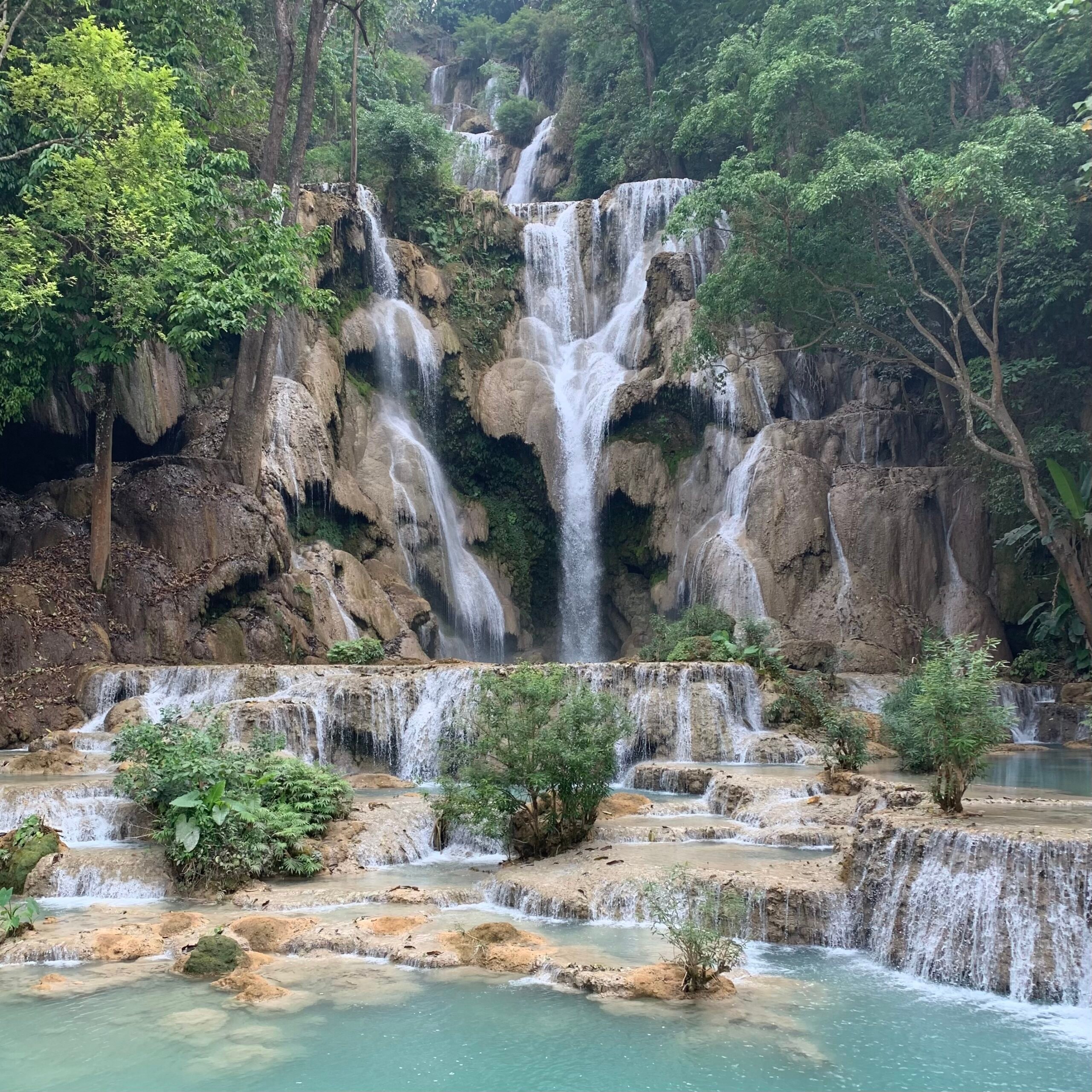 kuang si falls waterfall laos