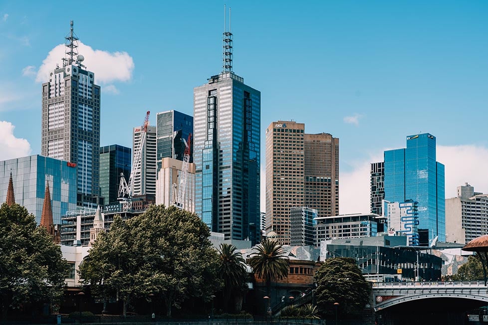 The Melbourne skyline in Melbourne, Australia.