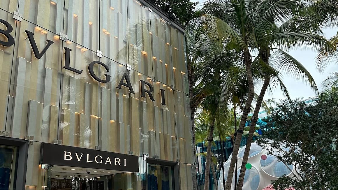 bvlgari designer clothing store at the miami design district in Florida, USA