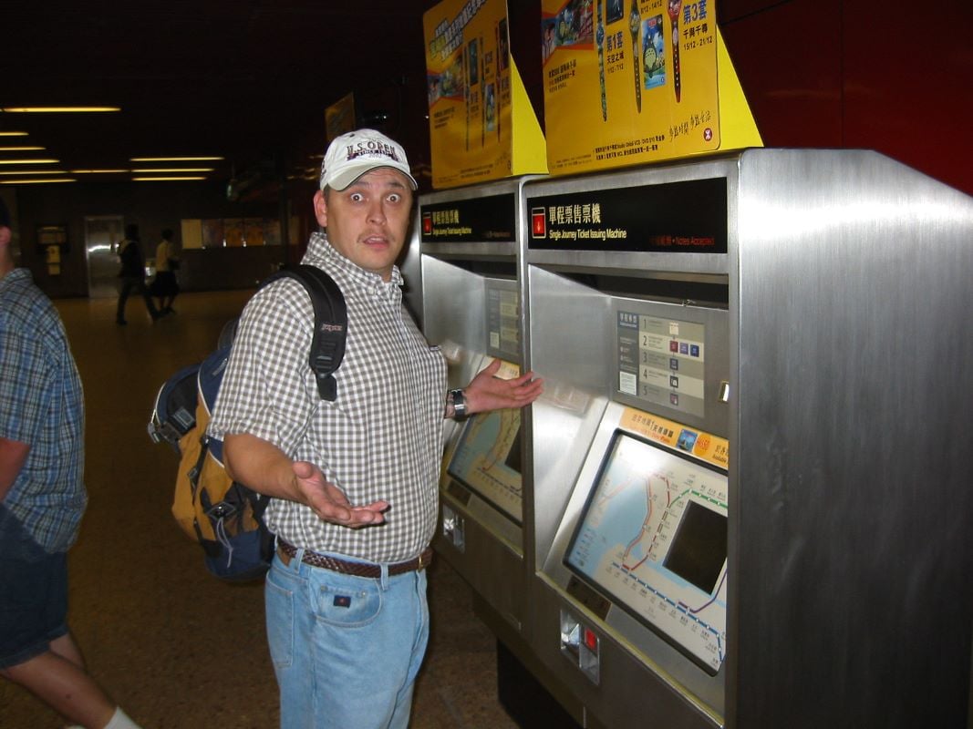 a tourist looking confused in south korea