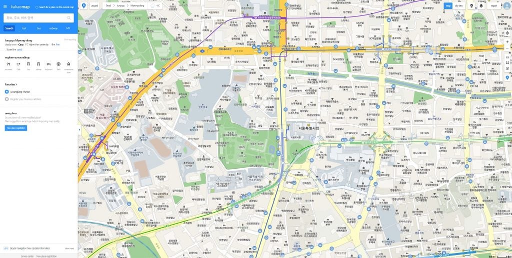 screenshot of kakao maps to use while traveling in south korea south korea travel tips