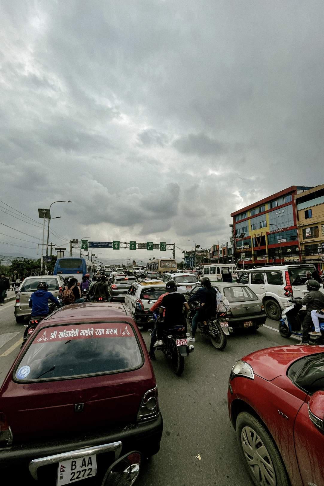 nepal traffic on a cloudy day is not one of the top reasons to visit nepal