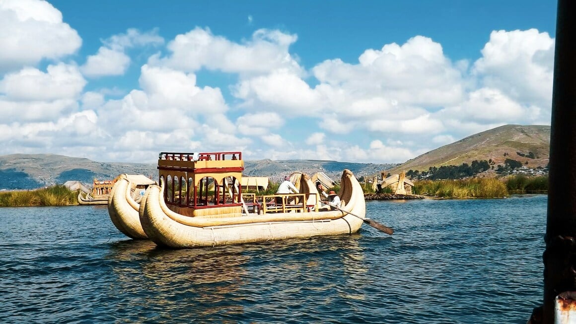 Boat in lake Titicaca, Bolivia.