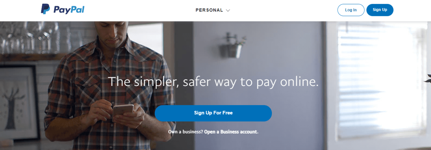 Paypal home page 