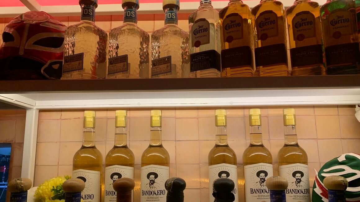 tequila on a shelf in Medellin, Colombia