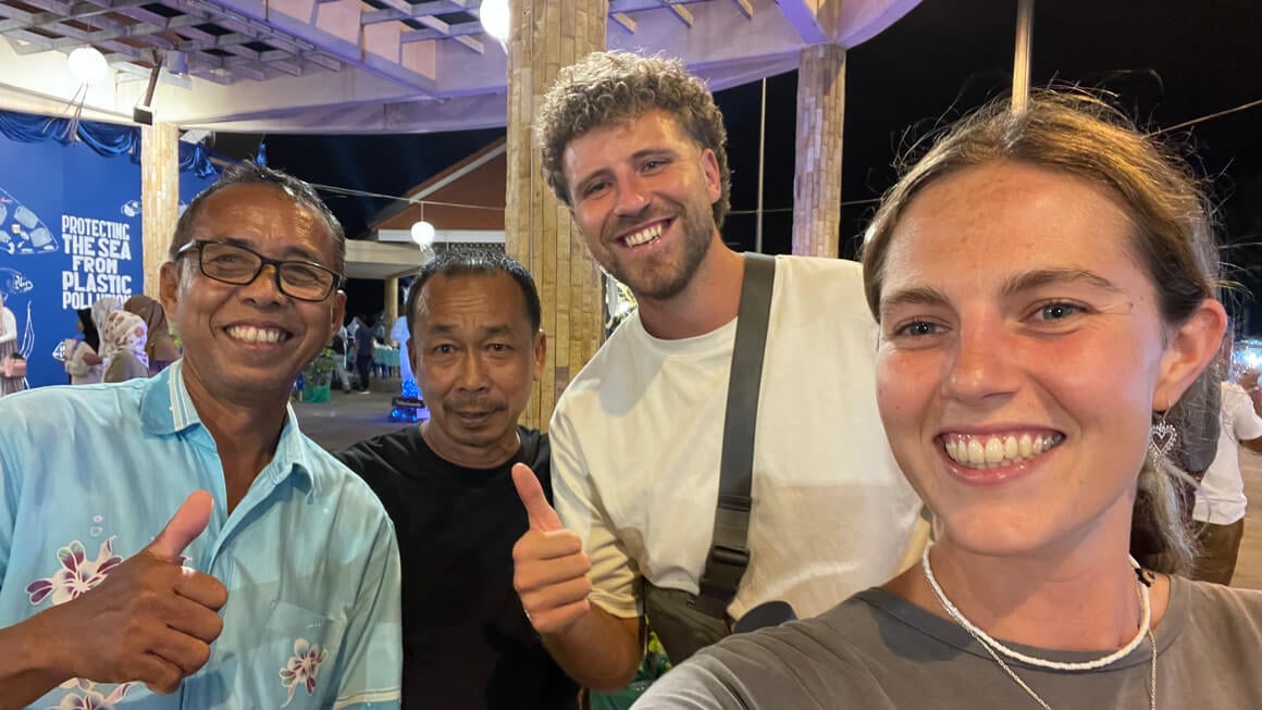 Dani and Harvey with new thai friends in Thailand