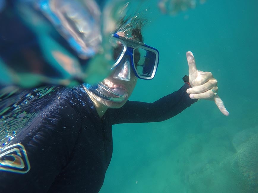 Nic snorkelling in near the Great Barrier Reef in Queensland, Australia.