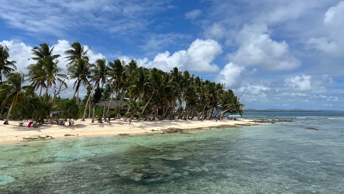 Tropical beach at Cloud 9 Surf Spot, Siargao, Philippines