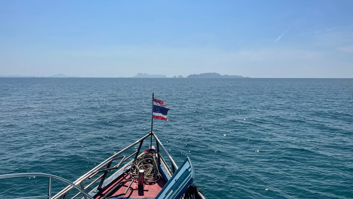 Thailand flag on a boat in the south 