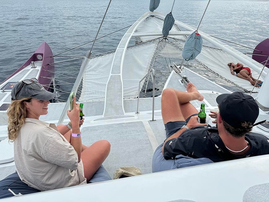 Dani capturing a moment of Harvey on the boat.