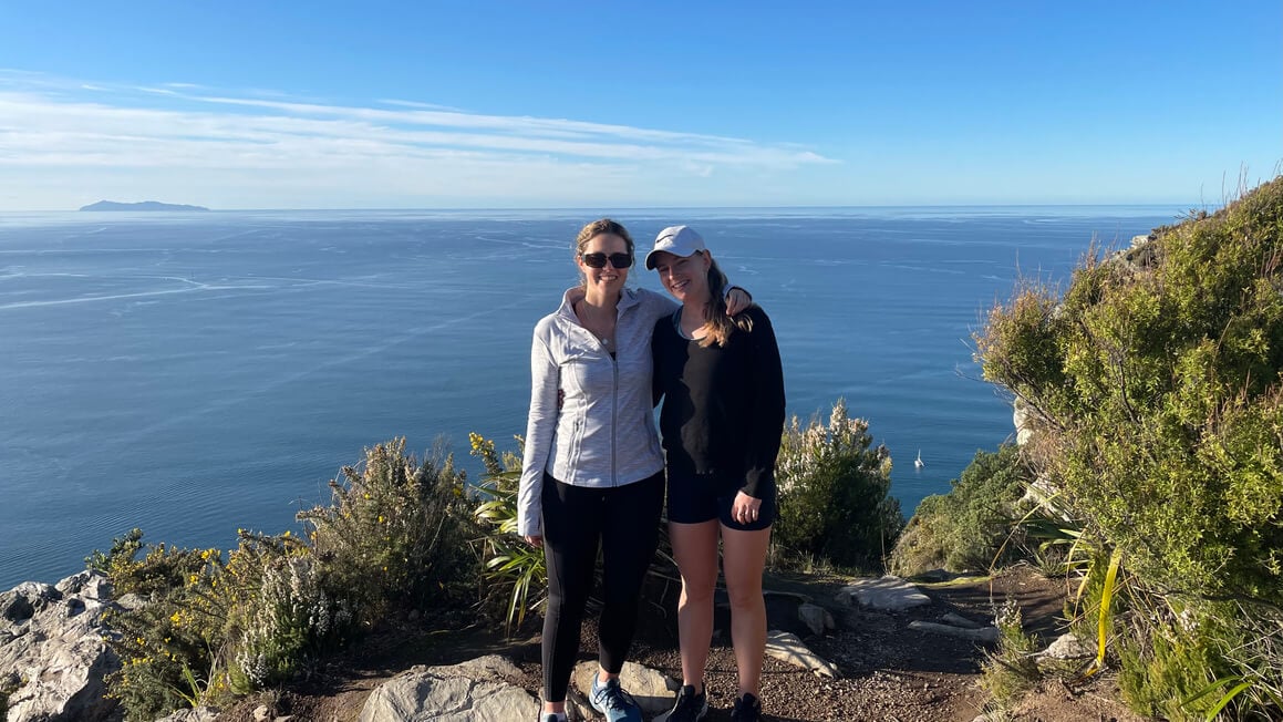 dani and friend up mount maunganui, new zealand