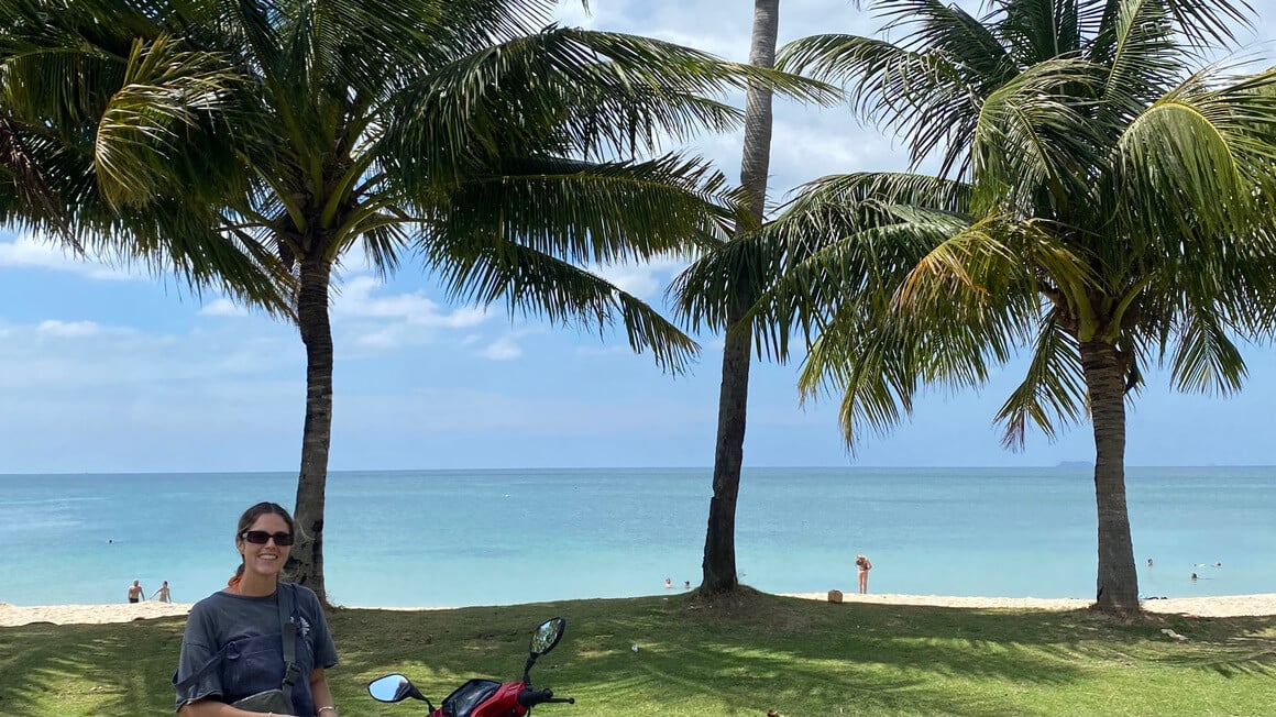 dani at beautiful beach in koh lanta, thailand