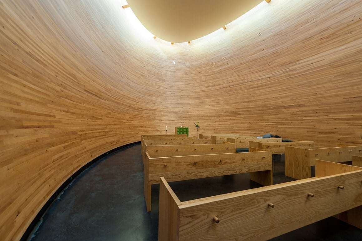 inside the chapel of silence in helsinki