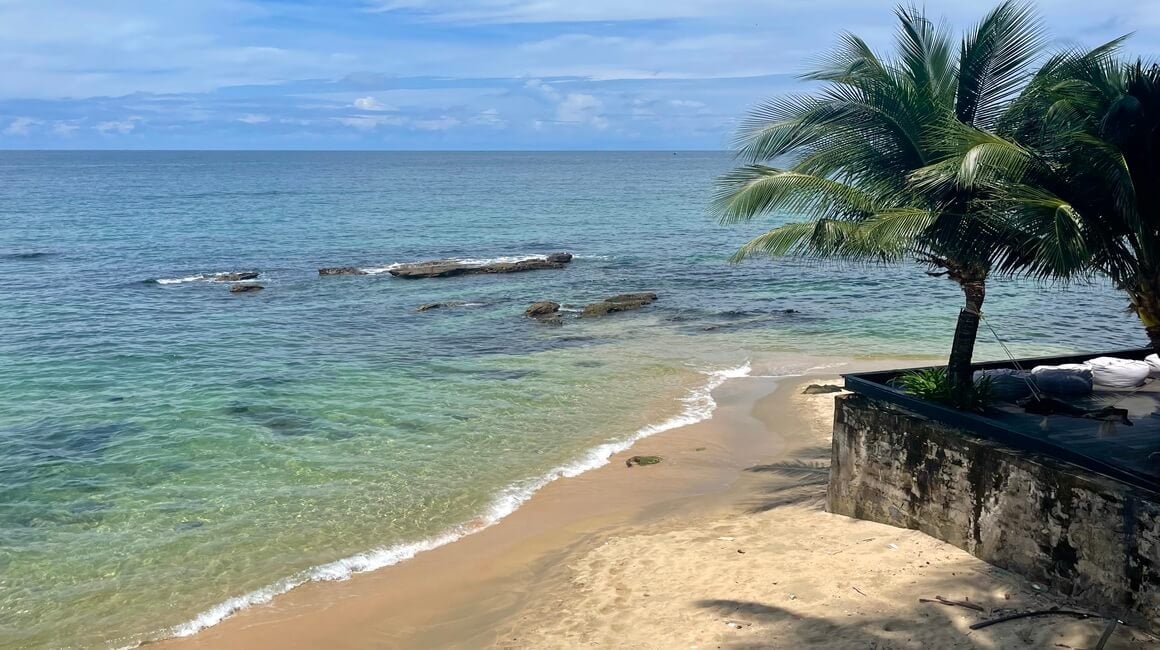 A deserted beach with crystal blue water in Phu Quoc