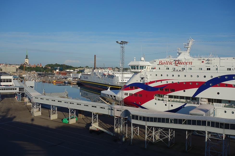 The Baltic Queen ferry in the port as it sets off from Tallinn to Helsinki