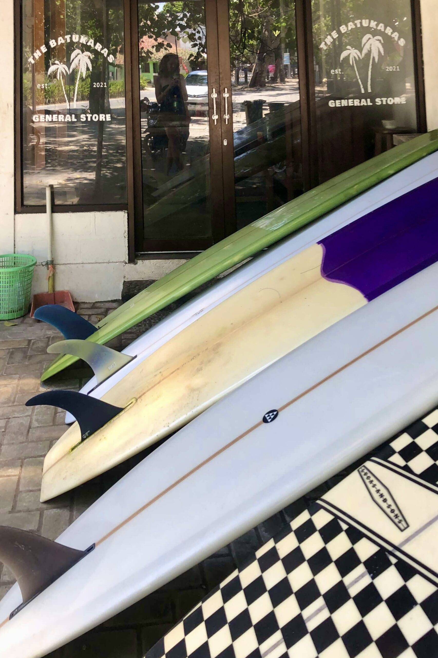 Surfboards ouside Batukaras General Store West Java, Indonesia