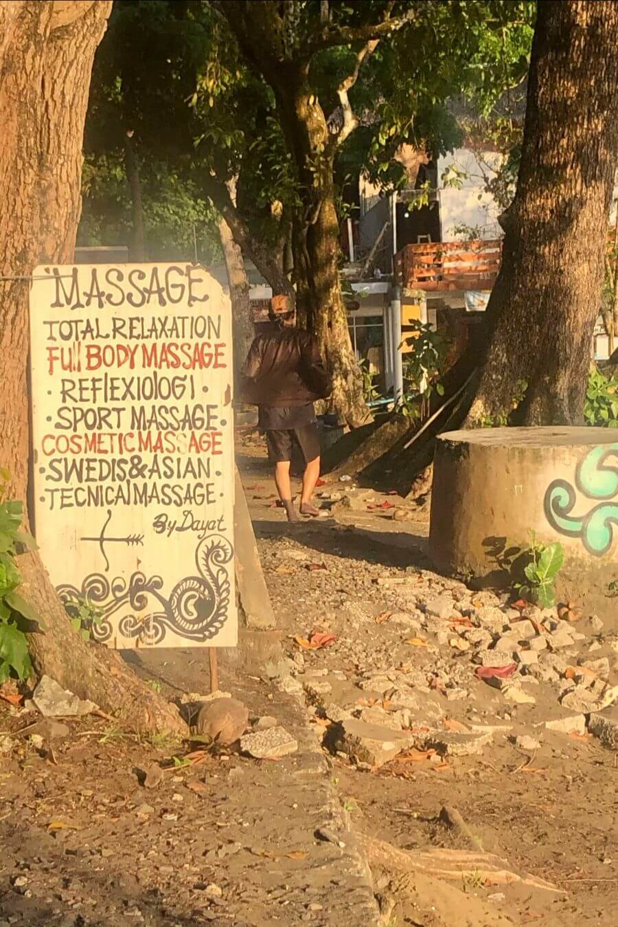 Dayat's massage advertisement in Batukaras, west Java, Indonesia