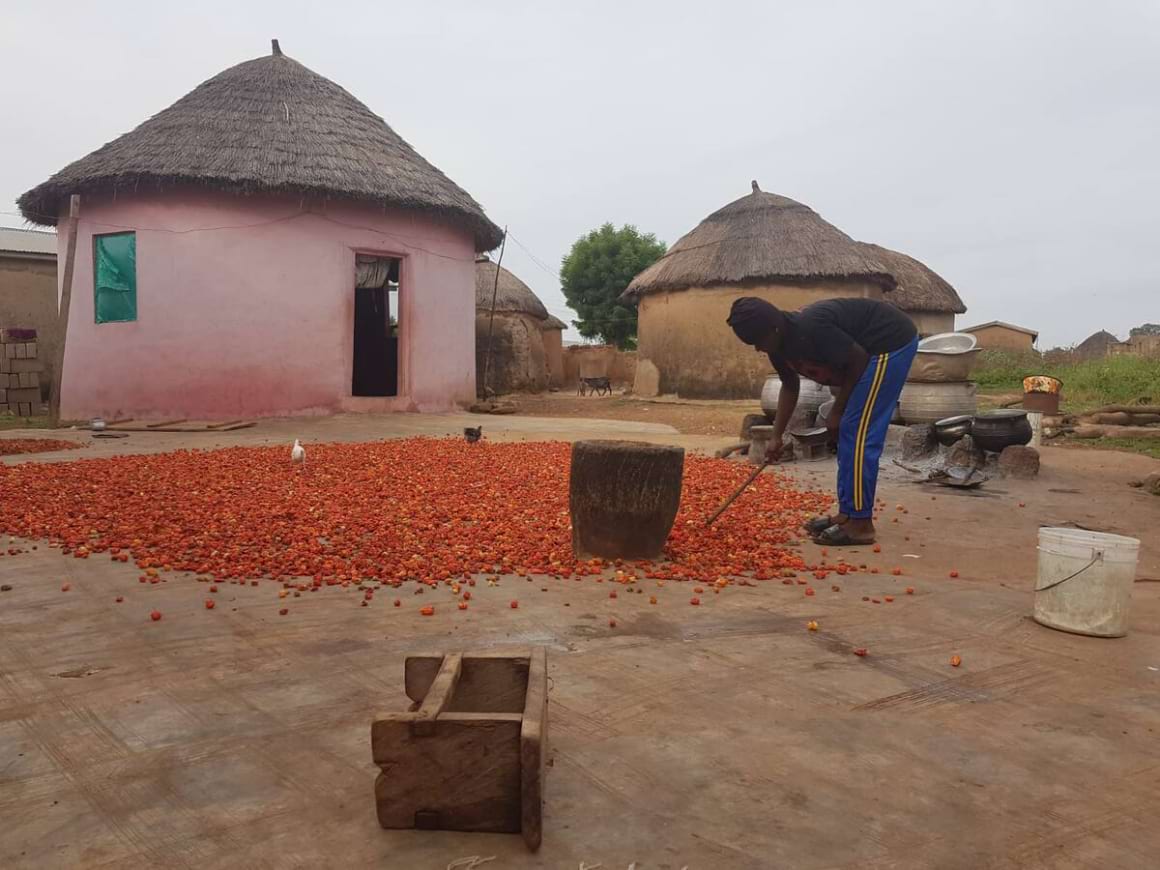 double bed in traditional ghanaian hut