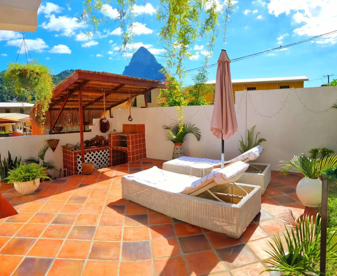 one bed apartment with terrace and piton view st lucia