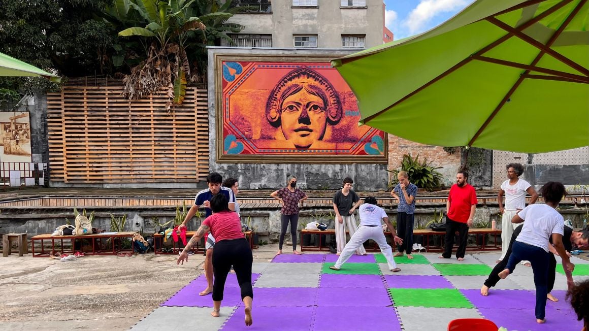 a capoeira lesson in São Paulo, Brazil