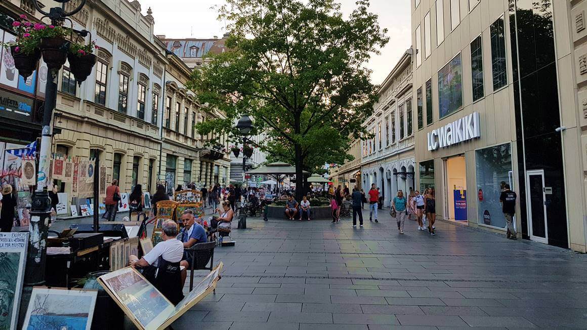 people in the shopping district Knez Mihailova Street
