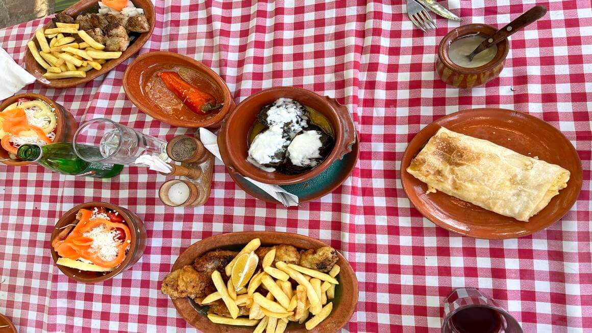 A typical Serbian-style lunch at kafana