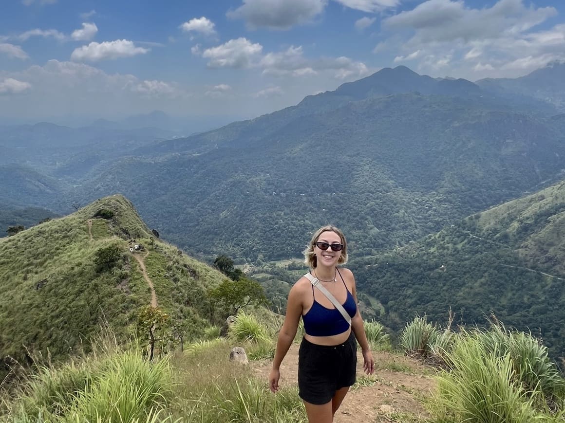 sri lanka ella rock little adams peak hike girl in the mountain